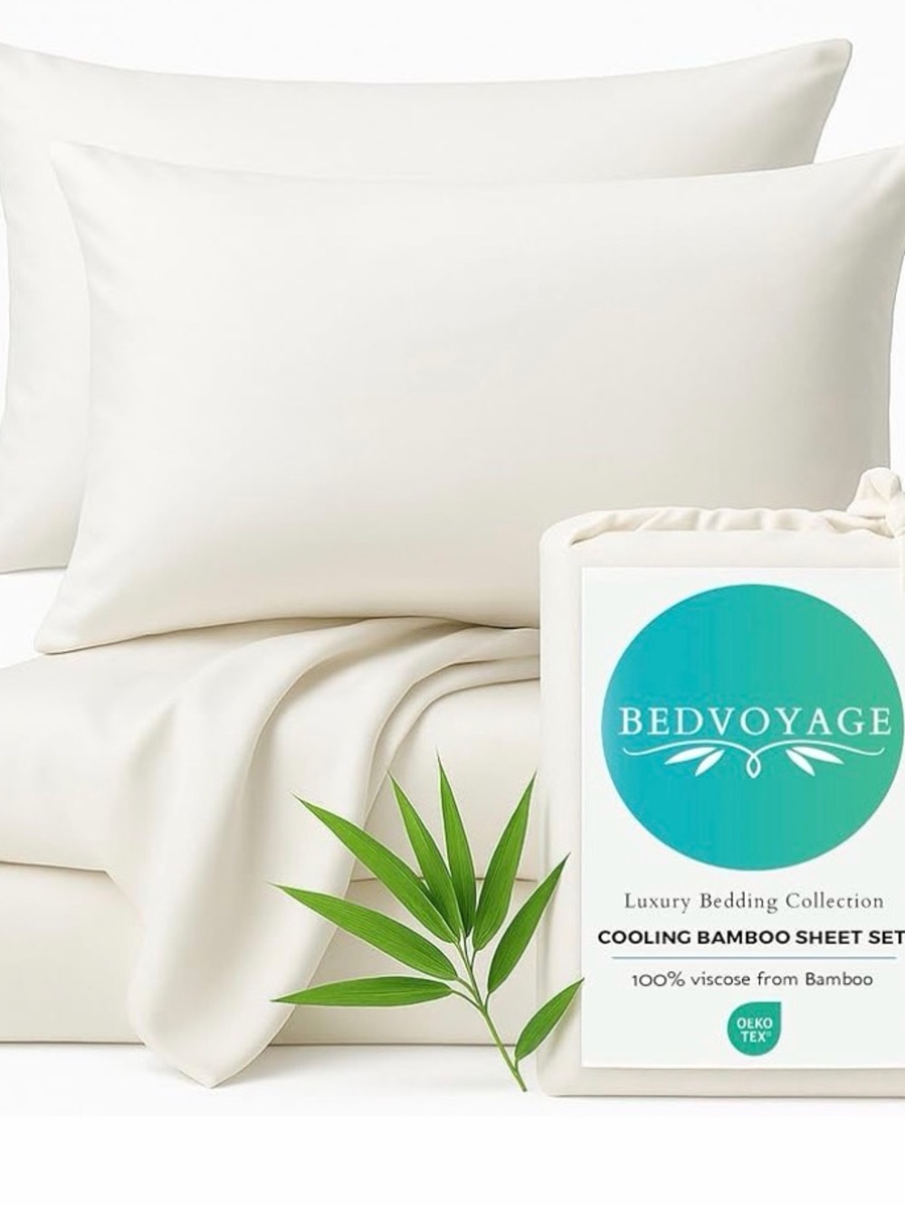Bedvoyage Bamboo Split King Size 5pc Sheet Set In ivory- New